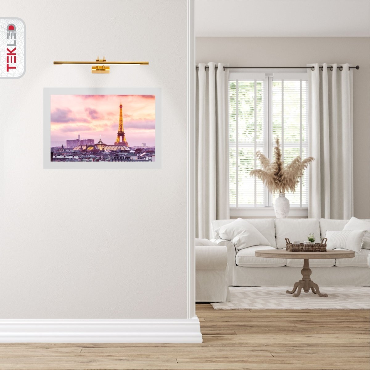 Applique LED pour tableau 63,5 cm en aluminium, rampe d'éclairage pour peintures, cadres et miroirs, blanc chaud 8 W, éclairage d'accentuation réglable pour galerie