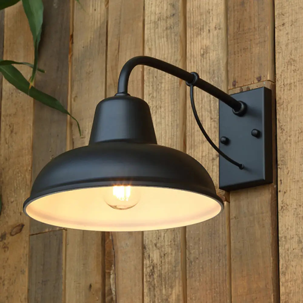 Metal Dome Outdoor Wall Sconce Light for Porch, Patio & Entryway | Rust-Resistant Exterior Fixture | Industrial Farmhouse Design