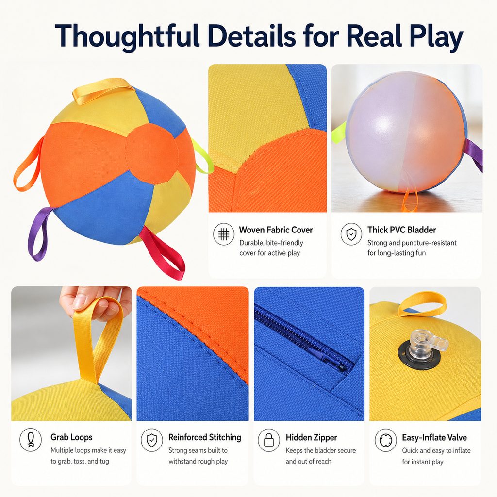 Ortekor Inflatable Dog Play Ball for Backyard & Indoor Play - Oversized Chase and Tug Toy to Burn Energy and Ease Boredom