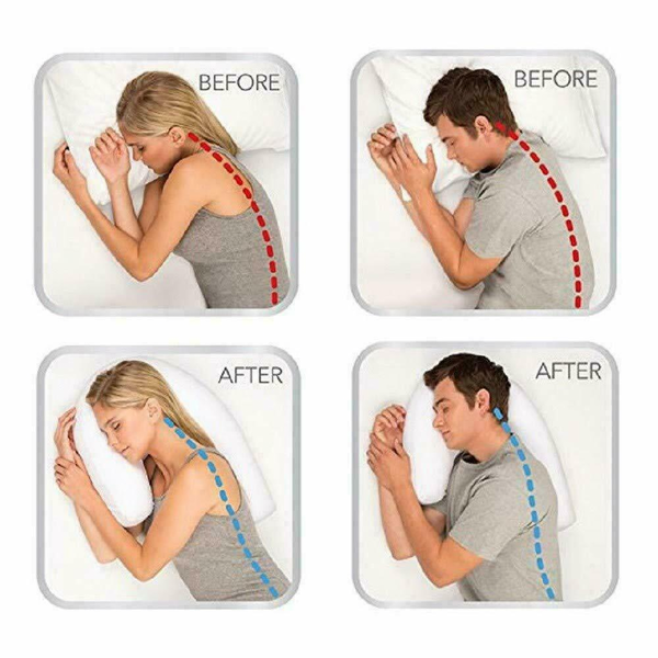 Oreiller ergonomique pour dormeurs sur le côté avec découpe pour le confort de l'oreille – Soutien à mémoire de forme pour l'alignement de la colonne vertébrale et un repos sans douleur, housse lavable, 53 × 40 cm