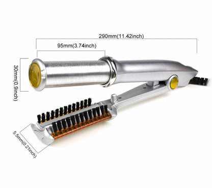 Dual-Function Rotating Barrel Hair Tool with Ionic Bristles for Curls and Smooth Styles | Ceramic Heated Styling Wand with Auto Shutoff for