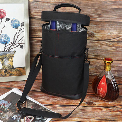 Padded Two-Bottle Wine Carrier Bag with Shoulder Strap for Picnics Parties Outdoor Travel Beach Dinner Events Wine Tastings Gifts