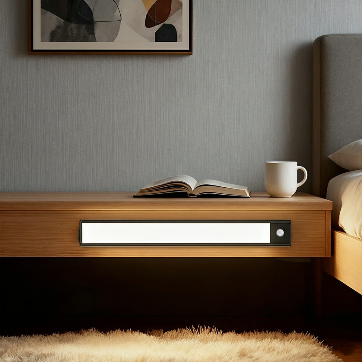 Lampe LED à détecteur de mouvement pour sous-meuble, rechargeable par USB, barre fine en aluminium pour cuisine, placard, garde-manger, couloir, 3 températures de couleur, sans fil