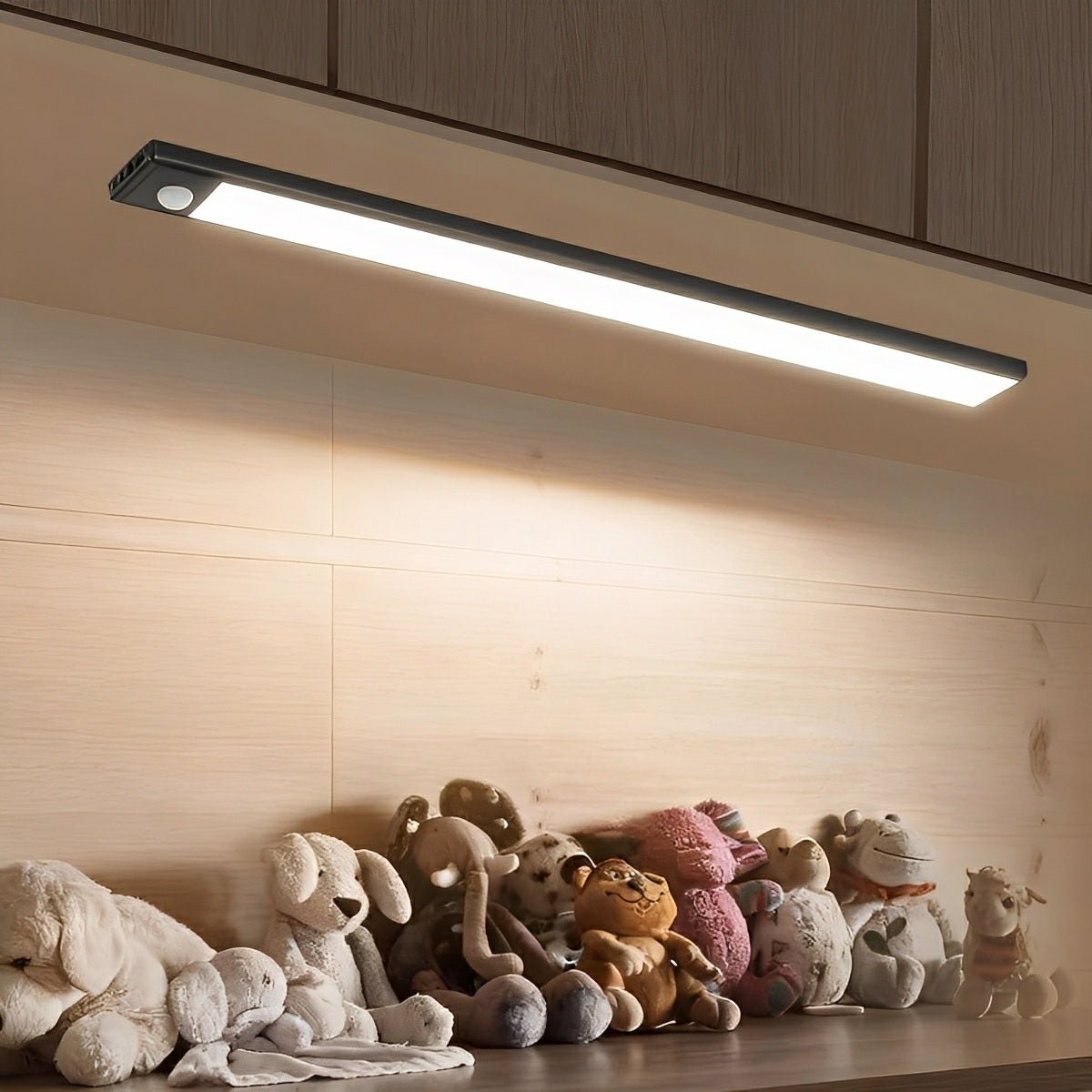 Lampe LED à détecteur de mouvement pour sous-meuble, rechargeable par USB, barre fine en aluminium pour cuisine, placard, garde-manger, couloir, 3 températures de couleur, sans fil