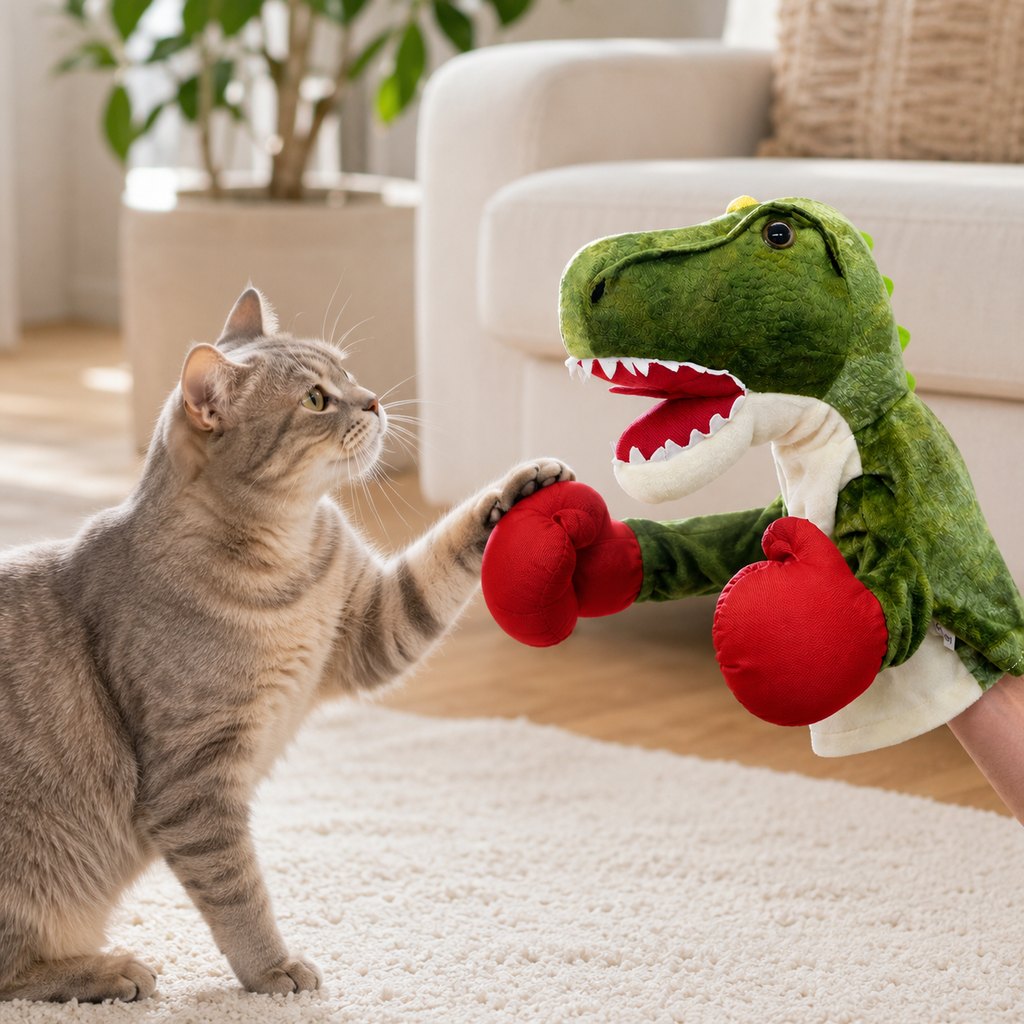Ortekor Interactive Boxing Pet Puppet for Indoor Play – Squeeze-to-Punch Sound Toy for Bored Dogs & Cats