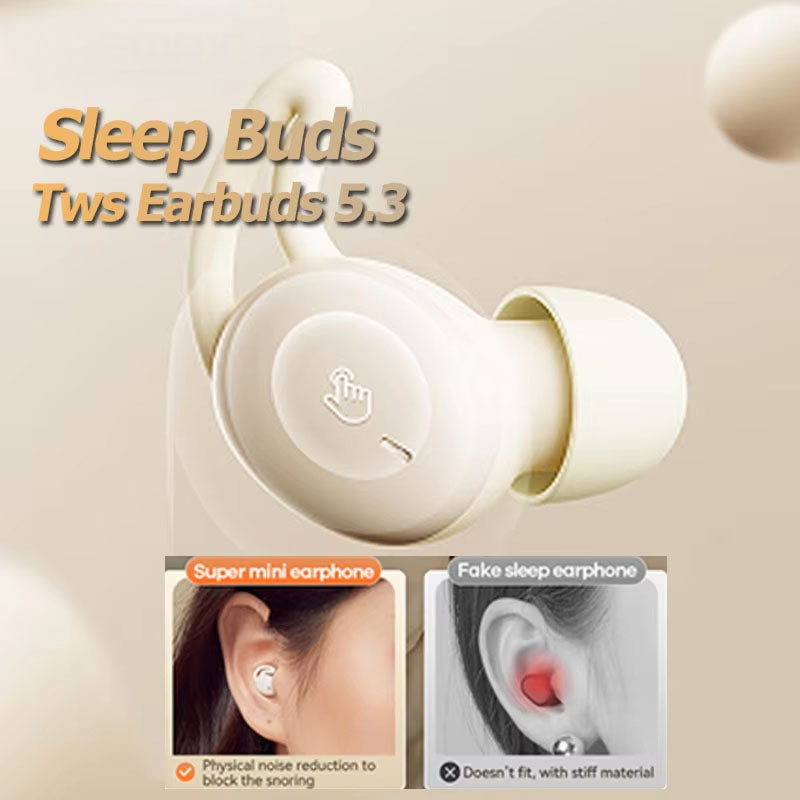 Sleep Earbuds with Passive Noise Isolation – Side Sleeper Comfort Design, 5-Hour Battery, Bluetooth 5.3, Touch Controls, Soft Silicone Fit