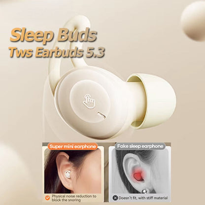 Sleep Earbuds with Passive Noise Isolation – Side Sleeper Comfort Design, 5-Hour Battery, Bluetooth 5.3, Touch Controls, Soft Silicone Fit