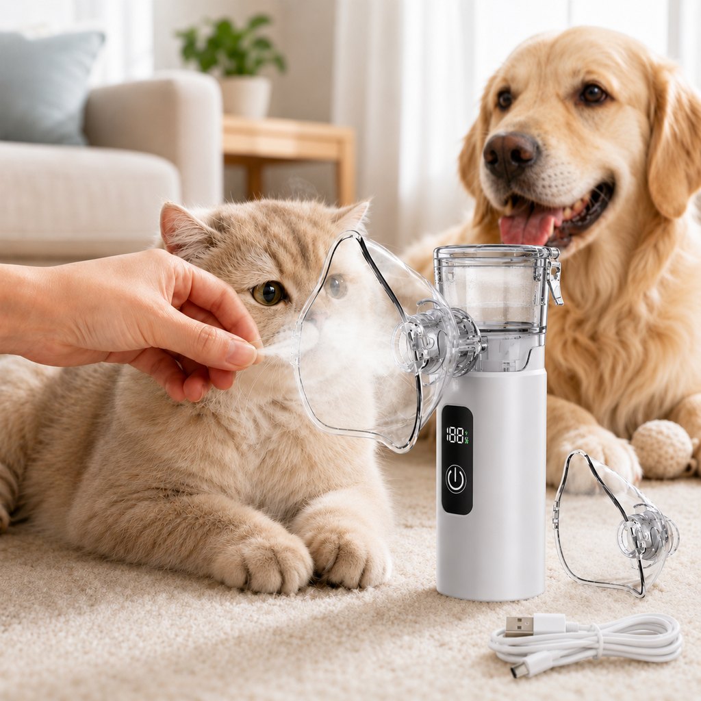 Ortekor Portable Pet Nebulizer Care Kit for Cats & Dogs - Quiet Mist Device for Senior & Sensitive Pets