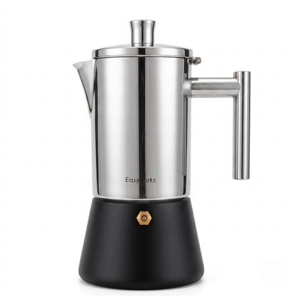 Stovetop Espresso Maker Stainless Steel – 3 Cup 6 Cup 10 Cup Options – Compatible with Gas Electric Induction – Classic Coffee Percolator