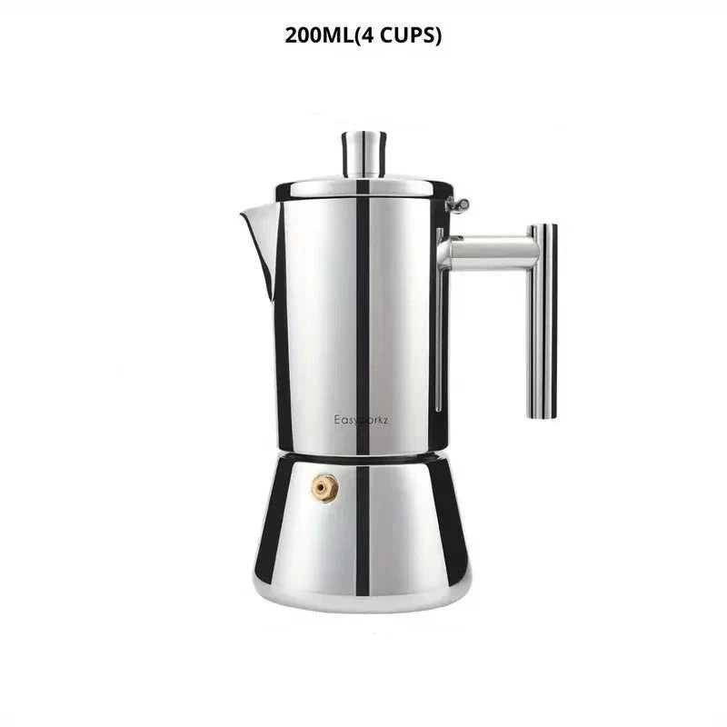 Stovetop Espresso Maker Stainless Steel – 3 Cup 6 Cup 10 Cup Options – Compatible with Gas Electric Induction – Classic Coffee Percolator