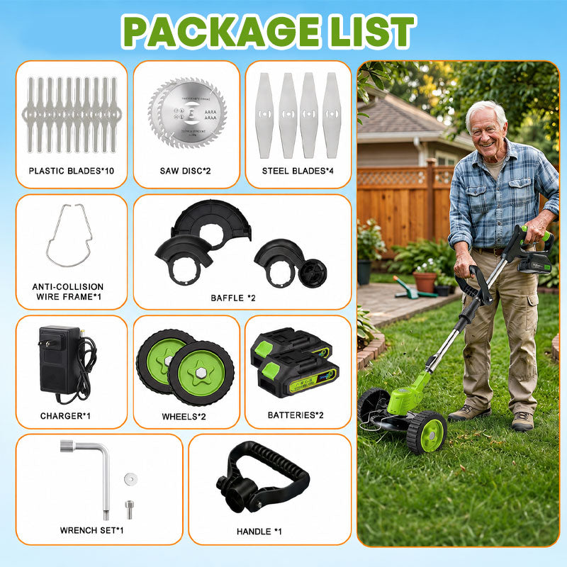 Electric Weed Eater, Electric Weed Wacker, Lawn Edger, Battery Powered Grass Cutter, 3 in 1 Battery Weed Trimmer