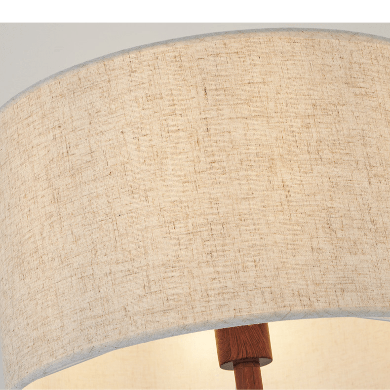 Tall Wooden Standing Lamp with Natural Fabric Shade 67 Inch for Bedroom Living Room Corner Reading Cozy Ambient Light Sculptural Base Modern