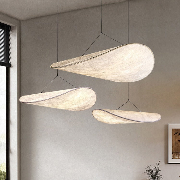 Cloud Silk Pendant Light, Japanese Minimalist Ceiling Fixture, Adjustable Hanging Lamp for Dining Room & Bedroom, Soft Ambient LED