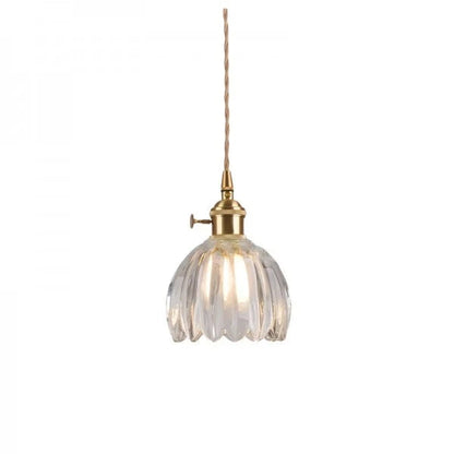 Glass Drop Ceiling Light E27 Socket Amber Shade for Kitchen Island Dining Room Hallway Living Room Retro Tulip Hanging Fixture Modern Farmho