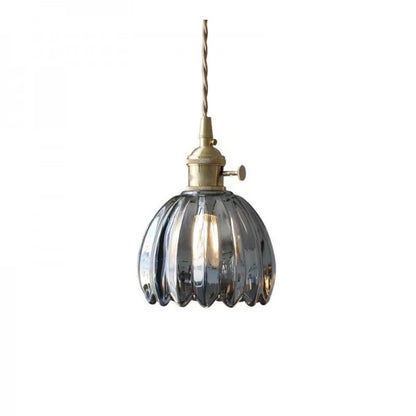 Hanging Glass Petal Shade Ceiling Fixture 4.7 Inches Clear for Kitchen Island Breakfast Nook Bedroom Bedside E27 Socket Ambient Dining Room