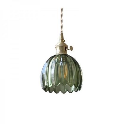 Hanging Ceiling Light Fixture with Floral Glass Shade E27 Socket for Kitchen Dining Room Bedroom Ambient Illumination Decor