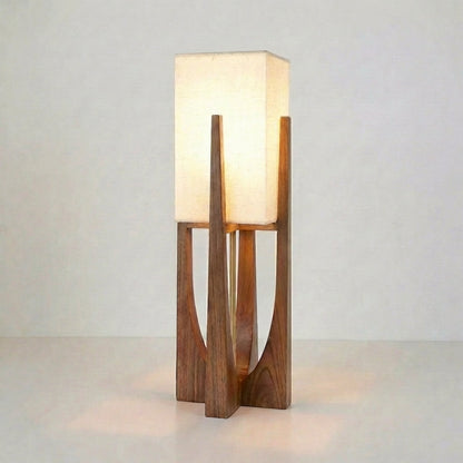 Japanese-Inspired Floor Lamp with Fabric Shade & Wood Base – Warm LED Accent for Living Room, Bedroom & Reading Nook