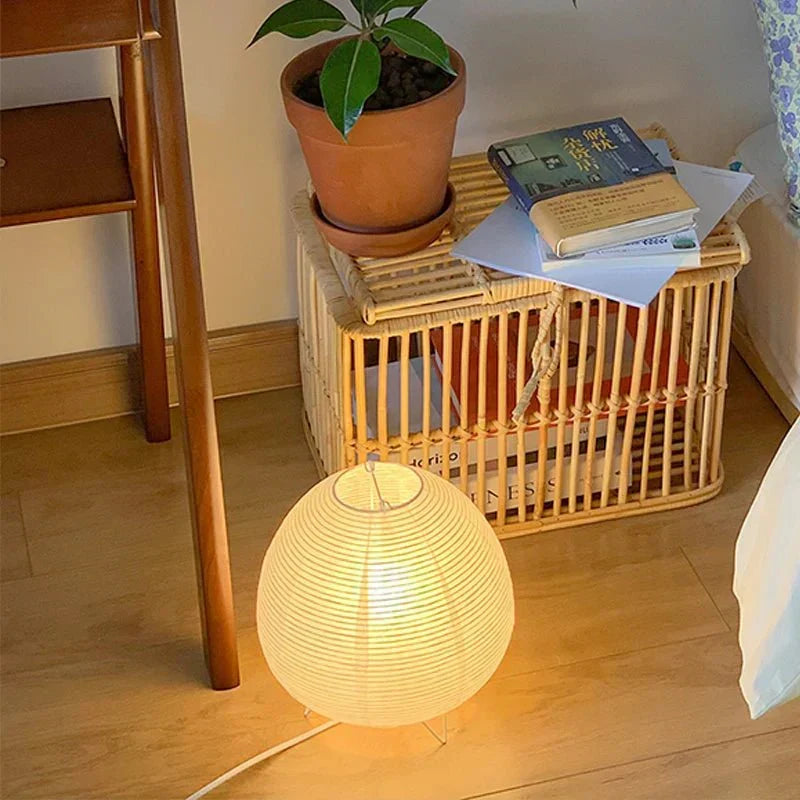 Compact Bedside Reading Lamp with Paper Shade & Aluminum Frame for Bedroom, Living Room & Office Lighting