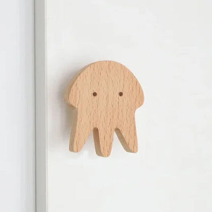 Animal-Shaped Wood Peg Rack for Kids' Rooms — Self-Stick or Screw-Mount Entryway Organizer, Nursery Decor Hanger for Coats, Backpacks & Acce