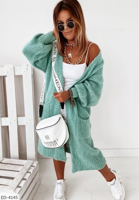 Open-Front Cardigan Sweater with Side Pockets for Women – Lightweight Knit Long Sleeve Layering Piece for Fall & Winter