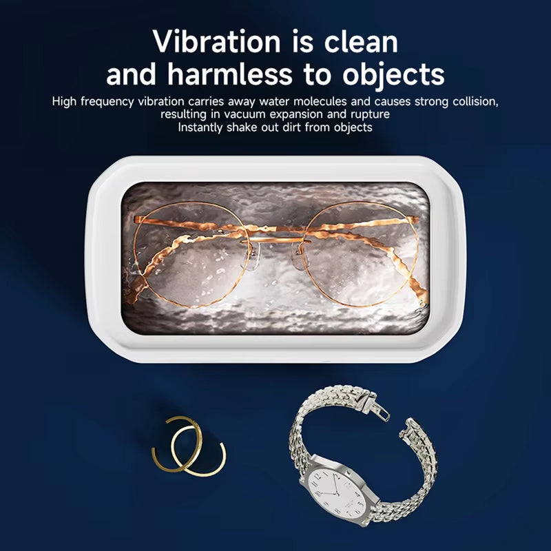 Ultrasonic Jewelry Cleaner 22oz Tank Sonic Vibration for Rings Glasses Watches Dentures 3 Timer Settings Quiet Operation Stainless Steel
