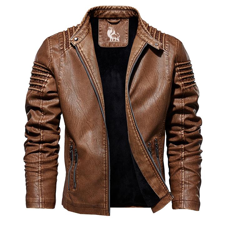 Men's Premium Vegan Leather Moto Jacket – Water-Resistant Faux Leather Coat with Scratch-Proof Finish for Everyday Wear & Rides
