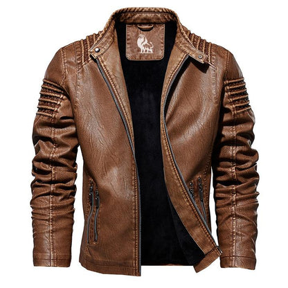 Men's Premium Vegan Leather Moto Jacket – Water-Resistant Faux Leather Coat with Scratch-Proof Finish for Everyday Wear & Rides