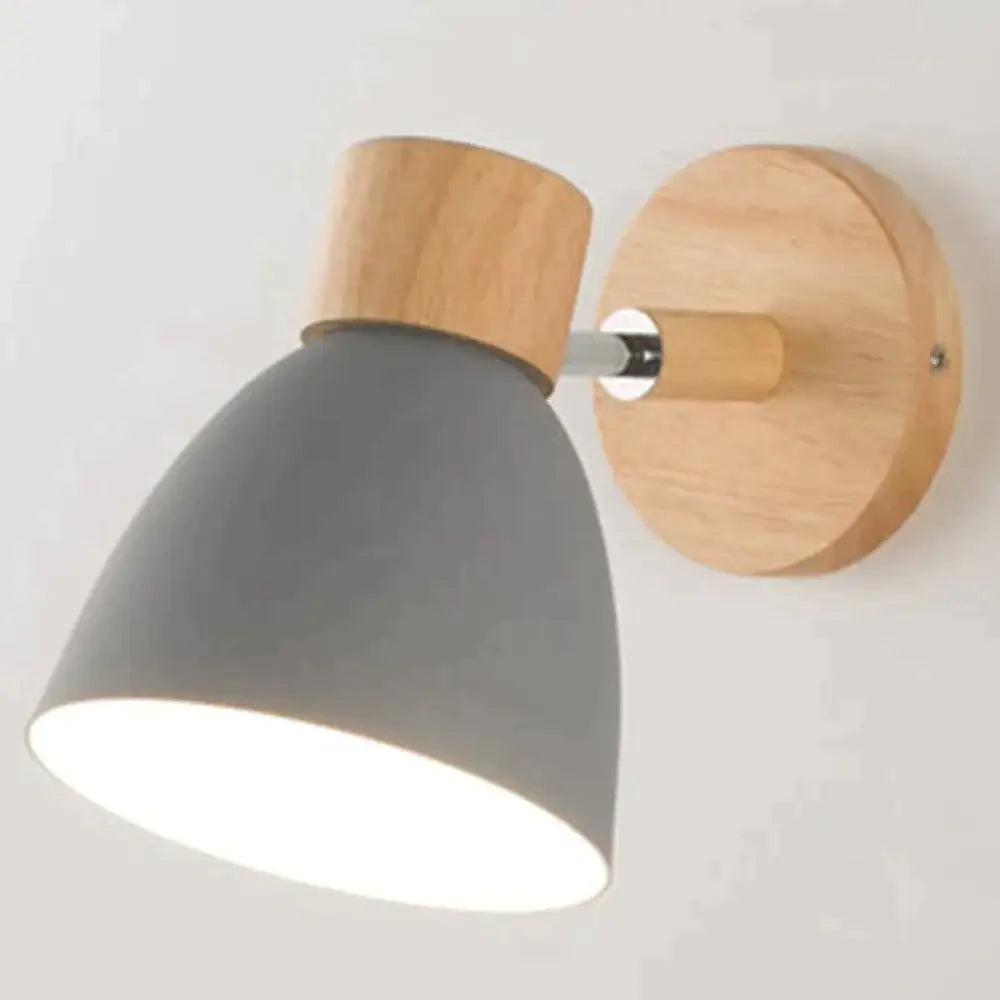 Wall-Mount Reading Sconce with Wood Accent & Adjustable Arm for Bedroom, Living Room & Home Office