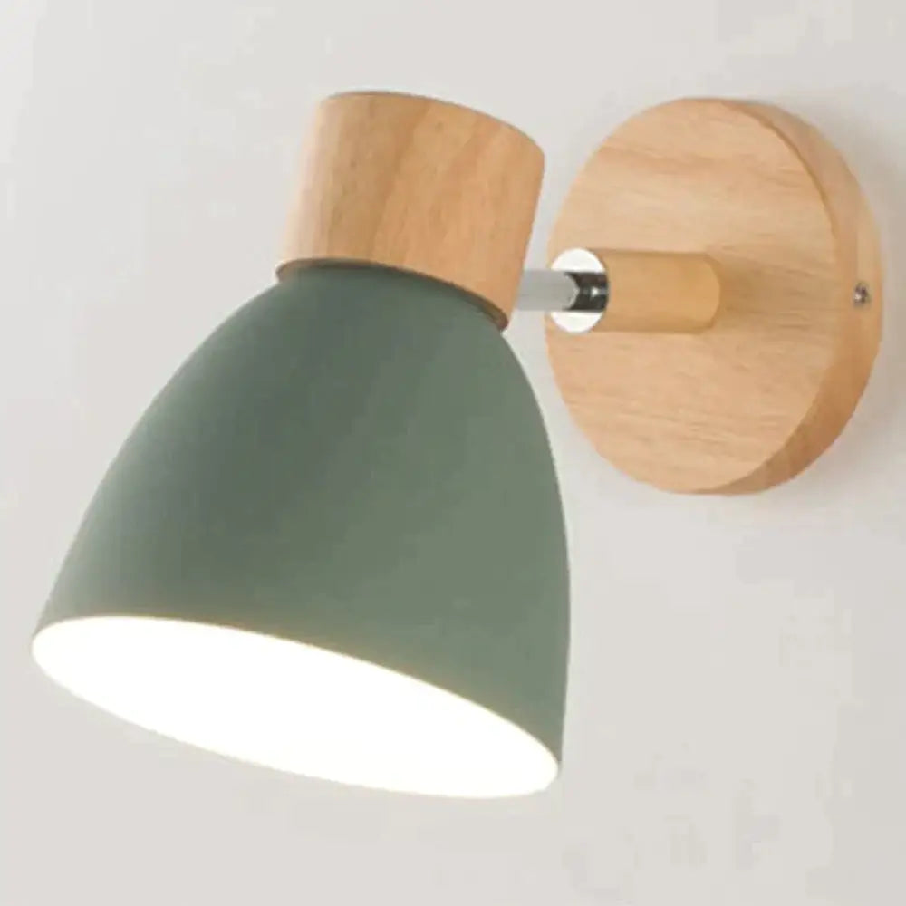 Wall-Mount Reading Sconce with Wood Accent & Adjustable Arm for Bedroom, Living Room & Home Office