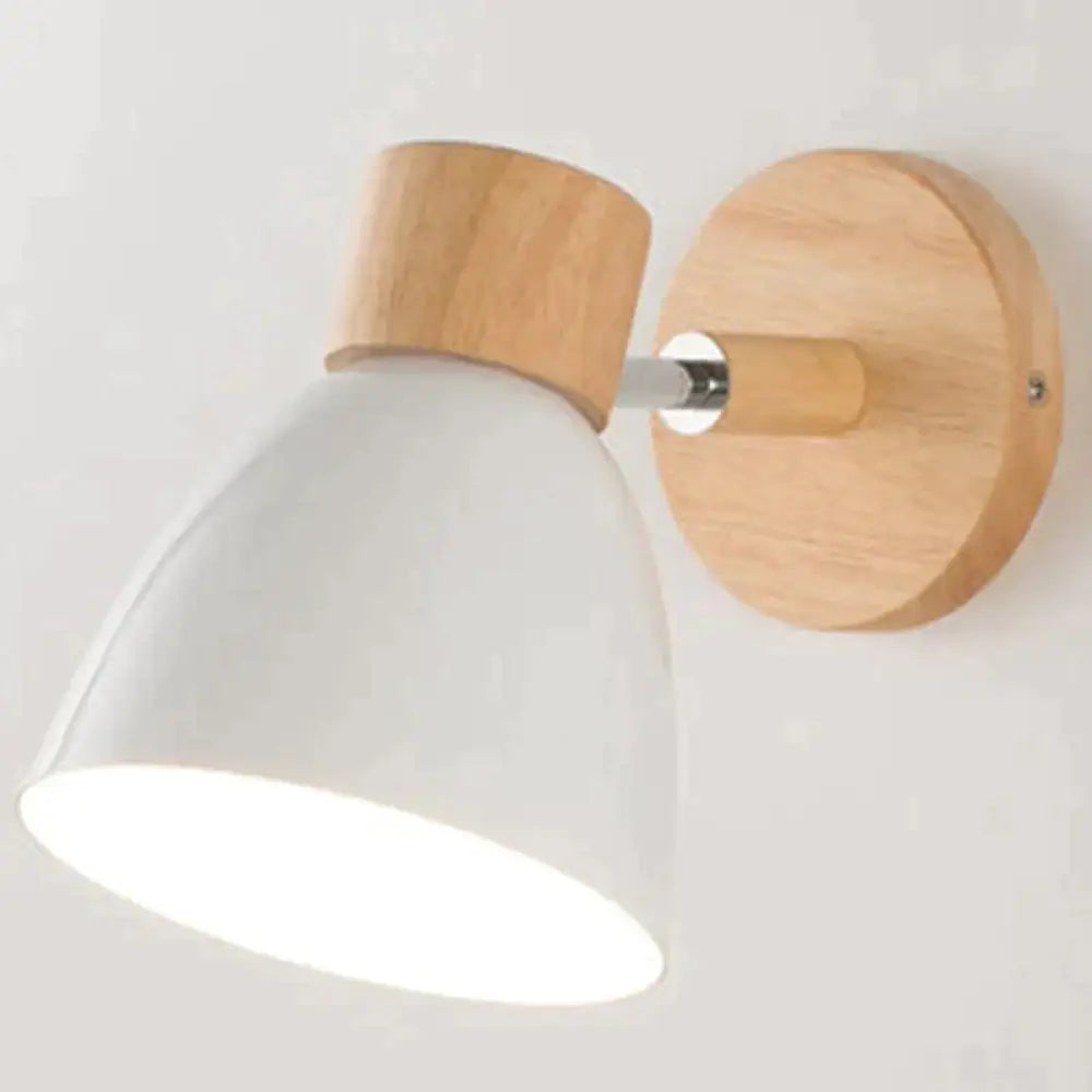 Wall-Mount Reading Sconce with Wood Accent & Adjustable Arm for Bedroom, Living Room & Home Office