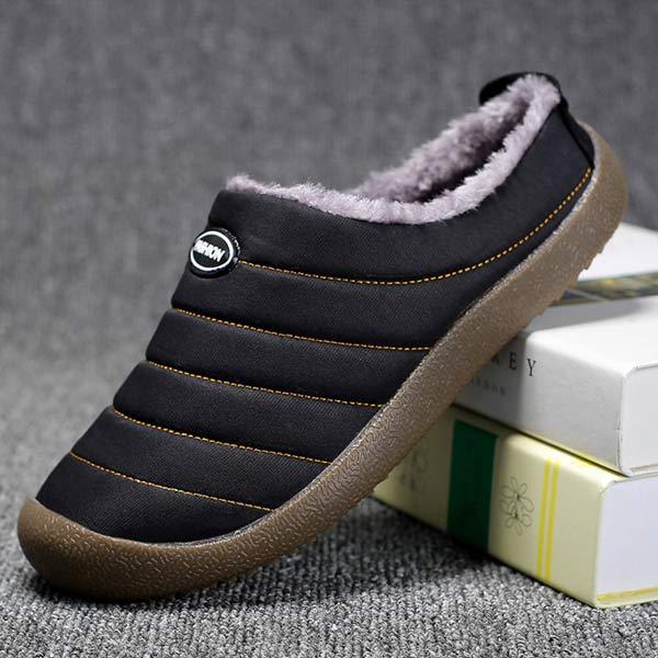 Men's Fleece-Lined Slippers with Non-Slip Sole for Indoor & Outdoor Winter Comfort