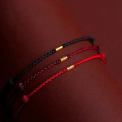 Handwoven Red Thread Bracelet with Sacred Beads for Good Luck and Spiritual Protection | Adjustable Cord Blessing Bracelet for Men Women