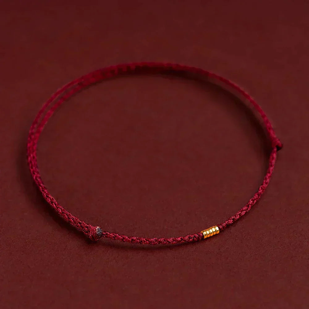 Handwoven Red Thread Bracelet with Sacred Beads for Good Luck and Spiritual Protection | Adjustable Cord Blessing Bracelet for Men Women