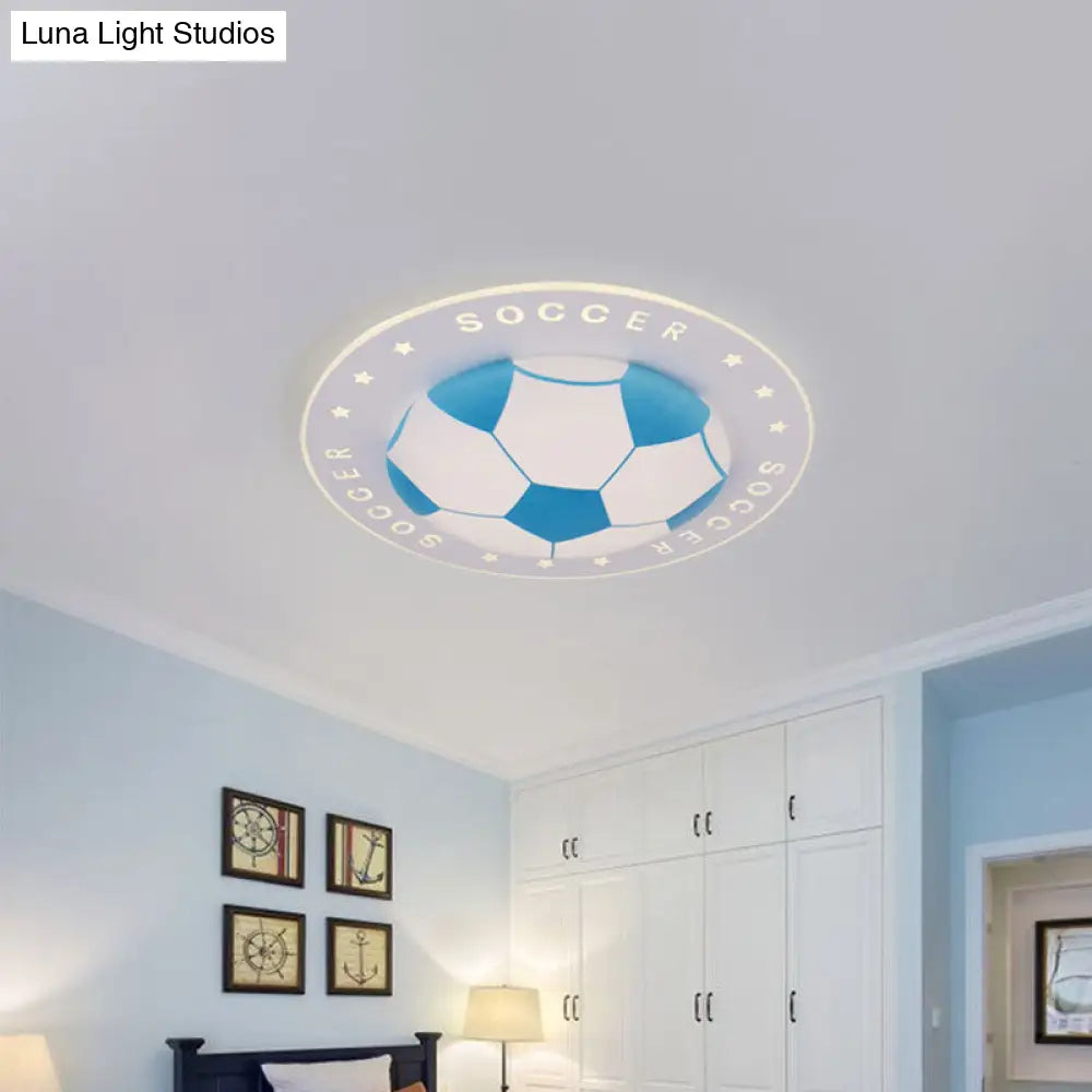 Soccer Ball Ceiling Light Fixture for Kids Room LED Flush Mount 16.5" 20.5" Sports Theme Bedroom Lighting Boys Girls Nursery Acrylic Shade