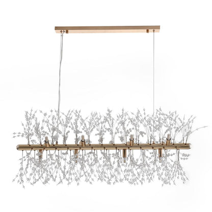 Linear Crystal Chandelier 36-Inch 12-Light Gold Chrome Finish for Dining Room Kitchen Island Contemporary Ceiling Fixture Modern Adjustable