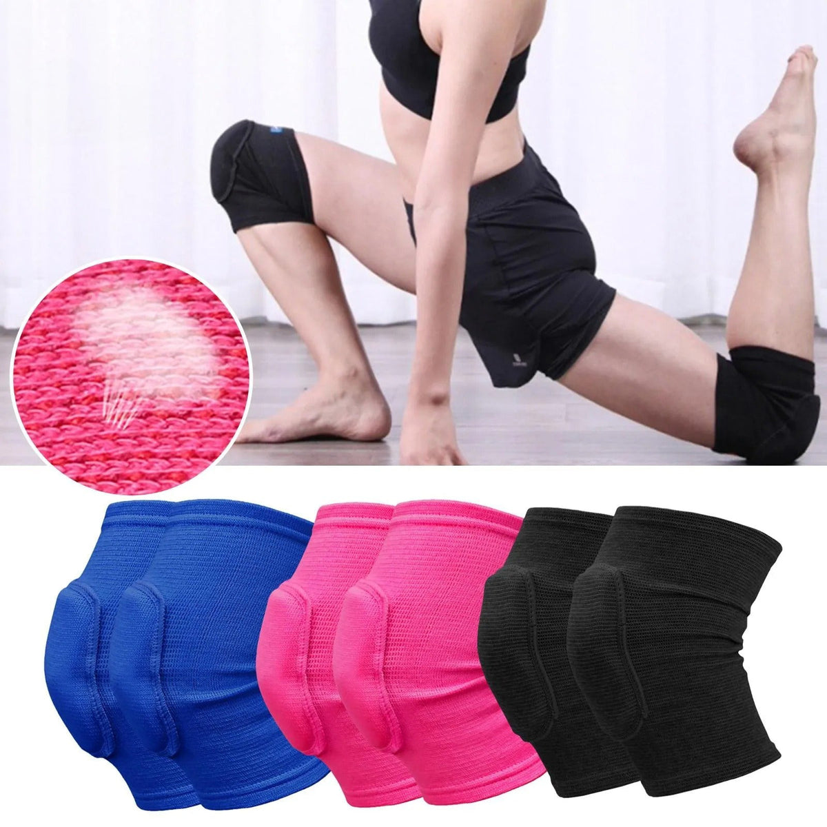 Cushioned Knee Pads for Yoga, Floor Cleaning, Gardening & Home Workouts | Protective Knee Support for Hard Surfaces | Elastic Fit Stays Secu