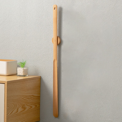 Long-Handle Magnetic Shoehorn with Wall Mount Beech Wood 20-Inch Entryway Shoe Helper for Adults Seniors Easy Storage Hallway Mudroom Closet