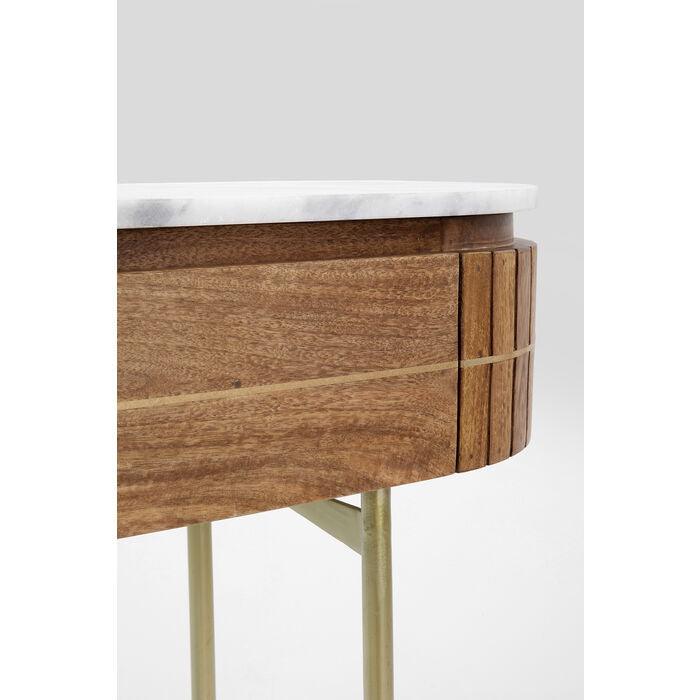 Entryway Table with Marble Top 39 in Natural Mango Wood Gold Metal Base 2 Drawers for Foyer Living Room Bedroom Storage Hallway Furniture