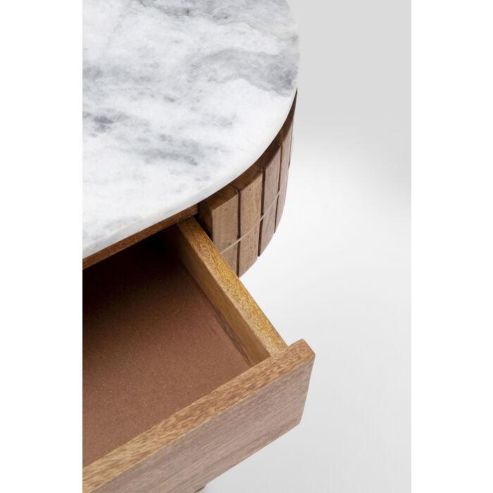 Entryway Table with Marble Top 39 in Natural Mango Wood Gold Metal Base 2 Drawers for Foyer Living Room Bedroom Storage Hallway Furniture