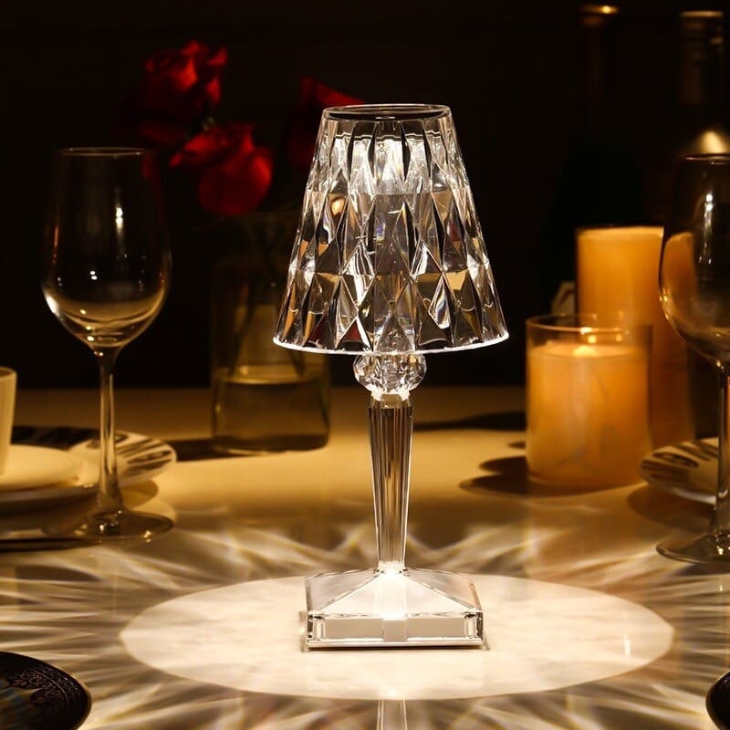 Cordless Touch-Dimming Crystal Lamp with 3 Brightness Settings for Nightstand Desk Reading Light Portable Rechargeable Accent Lighting