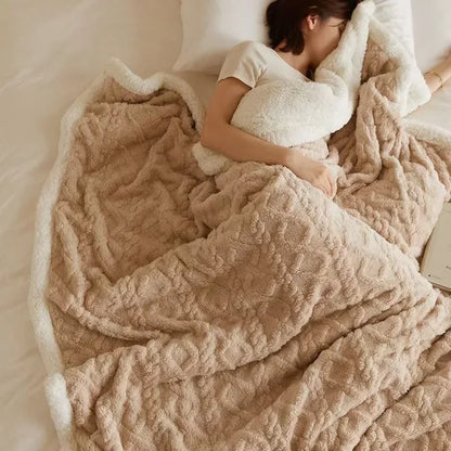 Couverture polaire Sherpa pelucheuse pour l'hiver — Jeté ultra-doux double face pour lit et canapé, couverture en microfibre lavable en machine, confortable