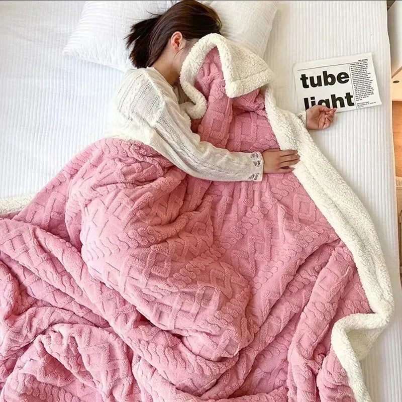 Couverture polaire Sherpa pelucheuse pour l'hiver — Jeté ultra-doux double face pour lit et canapé, couverture en microfibre lavable en machine, confortable