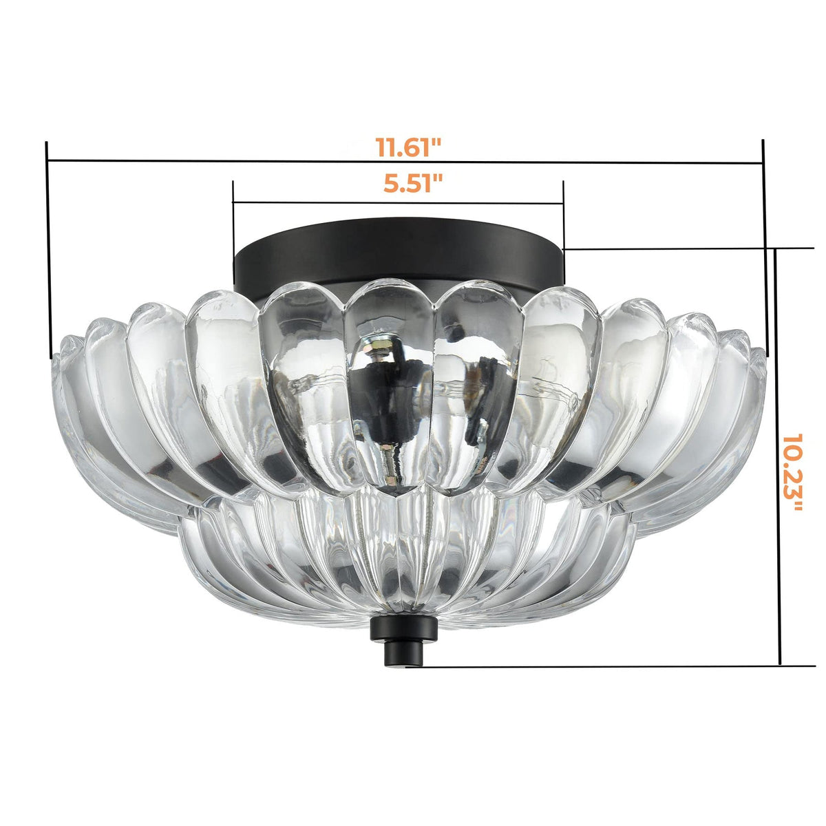Amber Glass Flush Mount Ceiling Light Vintage Semi-Flush Fixture for Kitchen Bedroom Living Room Dining Room E27 12 in Retro Dome Shade