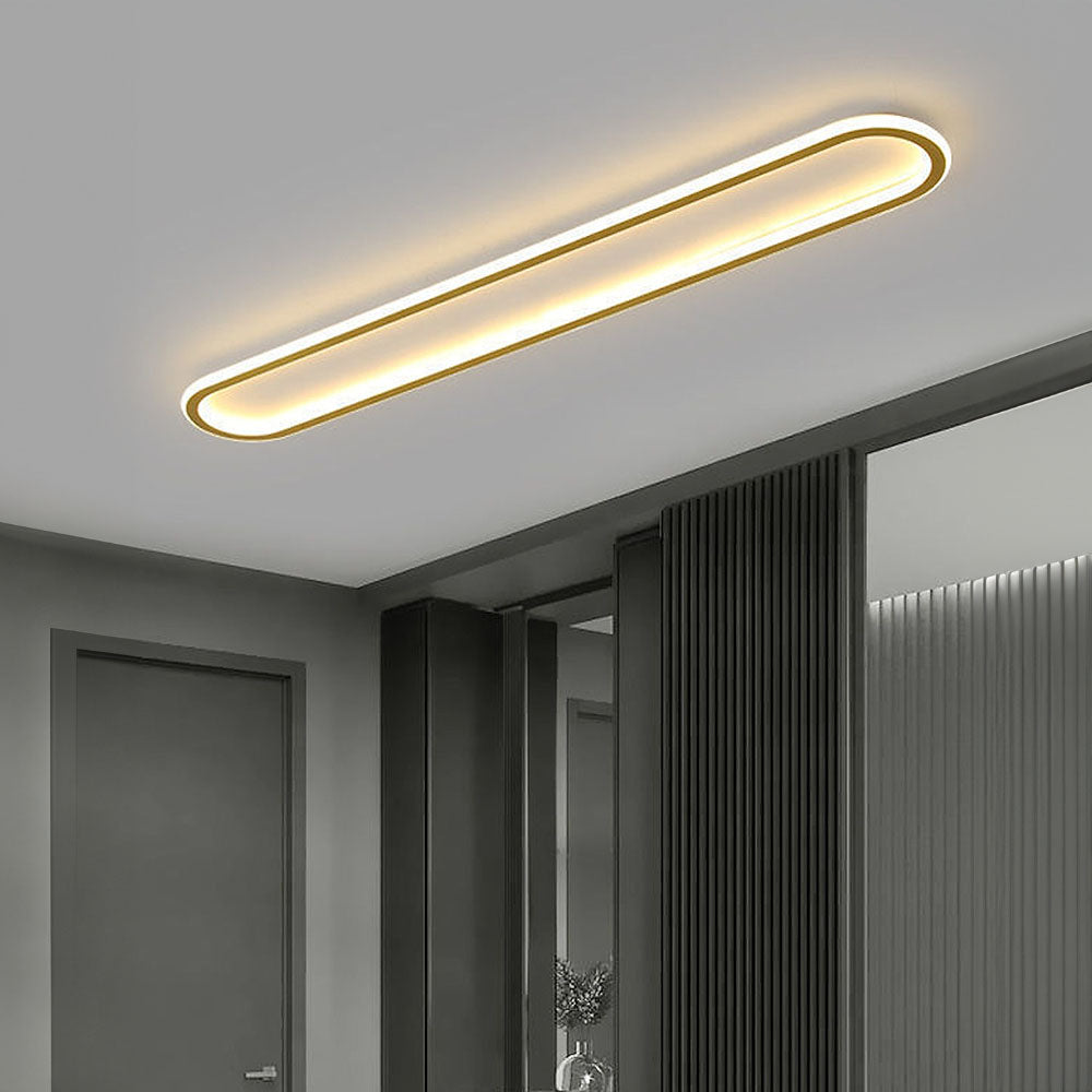Plafonnier LED encastré ovale extra-plat noir et blanc pour chambre, couloir, entrée, foyer, éclairage contemporain, moderne et minimaliste