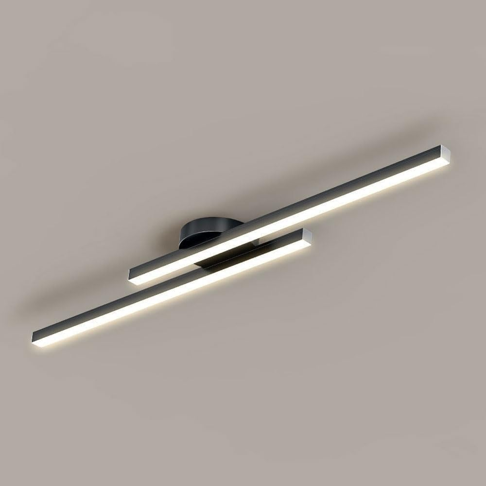 Flush Mount LED Overhead Light | Black Aluminum Linear Low-Profile Fixture for Bedrooms, Entryways & Compact Spaces | Modern Minimalist Desi