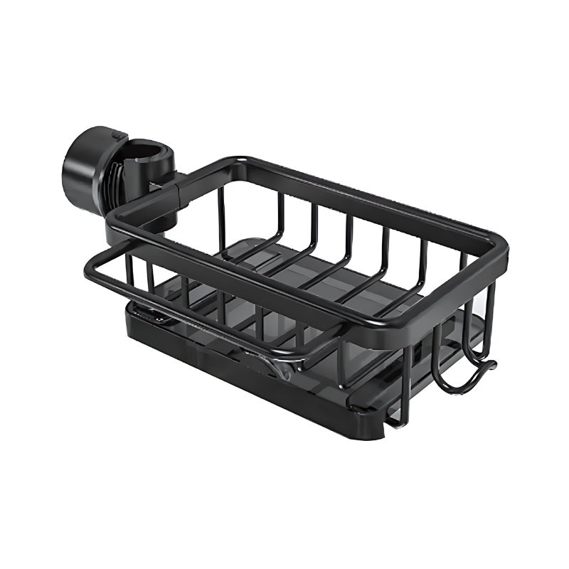 Over-Sink Caddy Organizer with Drainage Slots & Towel Hook for Kitchen Counter Storage