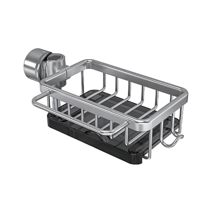 Over-Sink Caddy Organizer with Drainage Slots & Towel Hook for Kitchen Counter Storage
