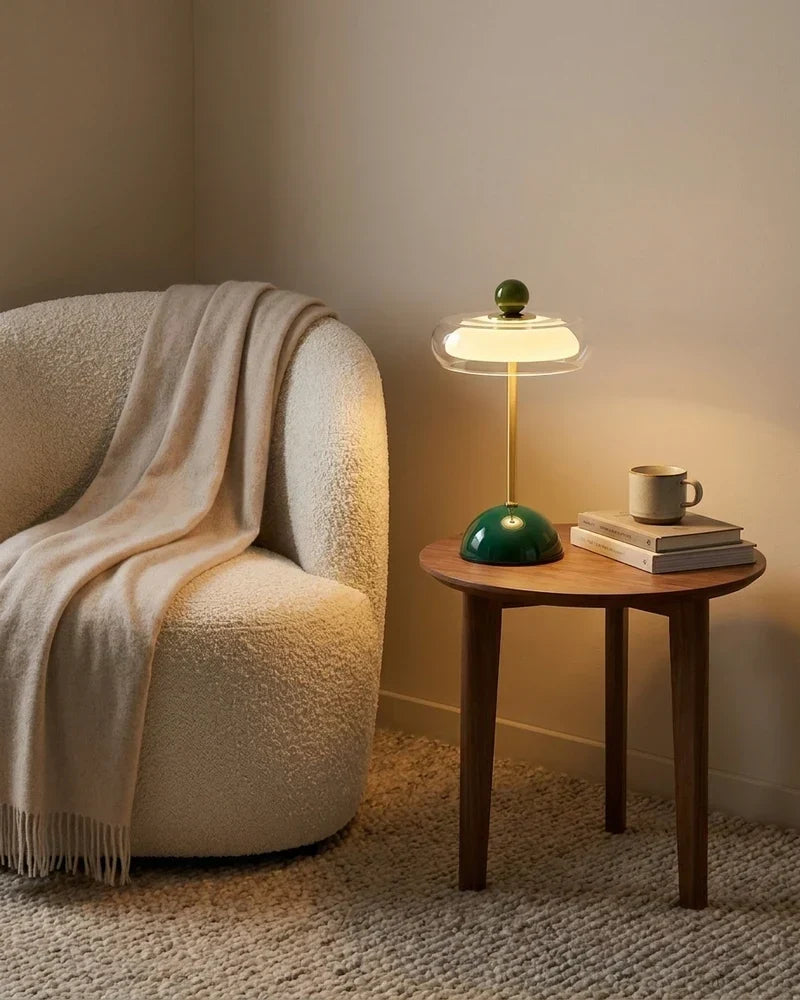 Rechargeable Mid-Century Modern Mushroom Desk Light with Touch Dimming & 3 Light Modes for Bedroom, Living Room & Office