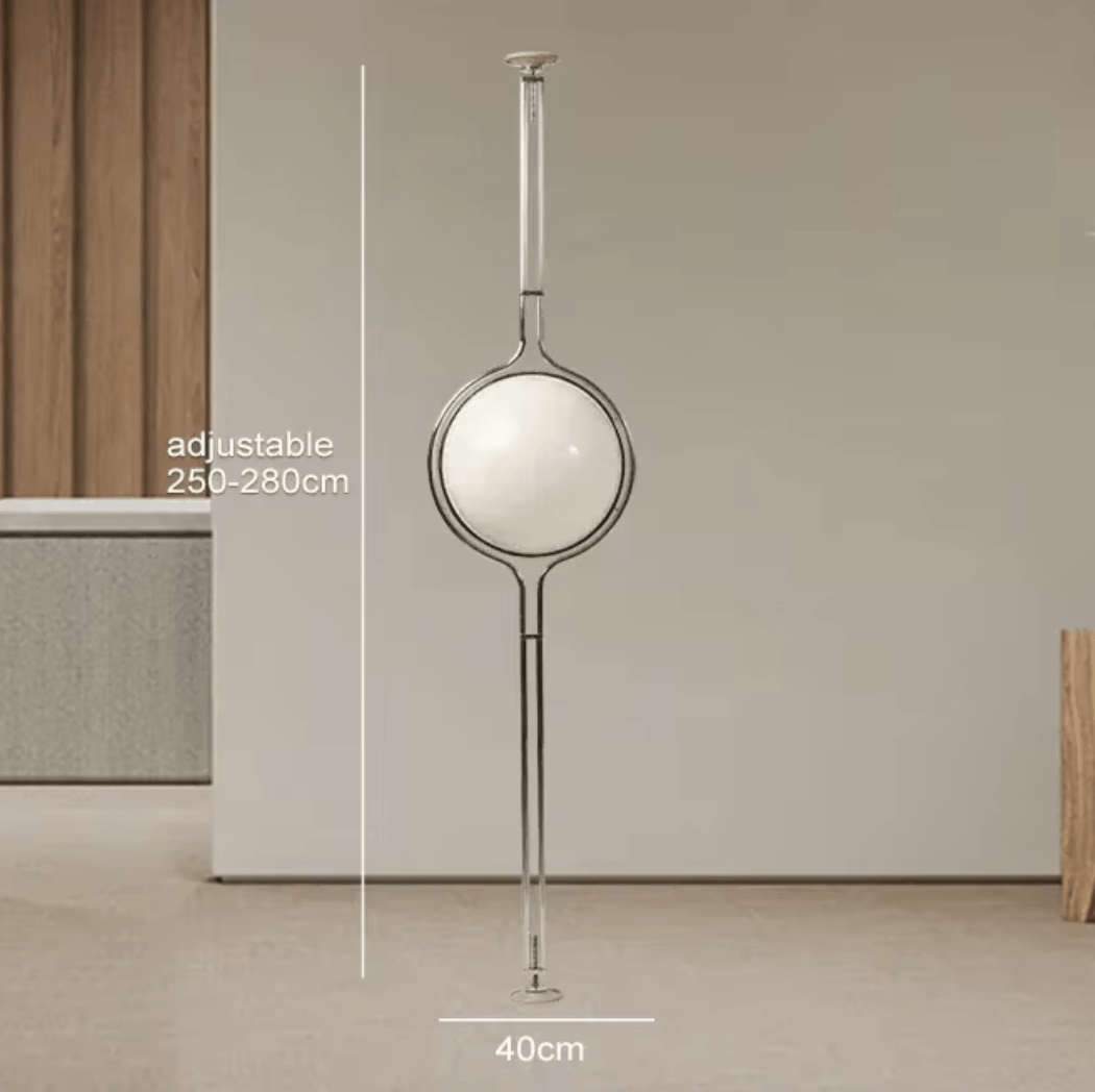 Tall Standing Lamp with 16-Inch Globe Sphere 98-110 Inch Adjustable Pole Light for High Ceilings Modern Open Spaces Lofts