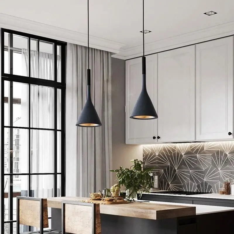 Adjustable Aluminum Pendant Light for Kitchen Island & Dining Table – 6 in Cone Shade, E27 Socket, 39 in Cord – Industrial Hanging Fixture f